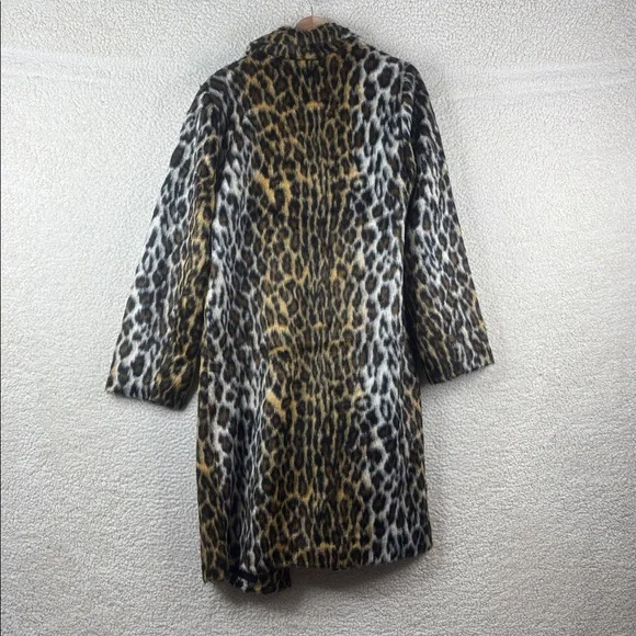 NWOT G by Giuliana  Women Brown Black Leopard Print Faux Fur Tuxedo Coat Size LP - Picture 9 of 16